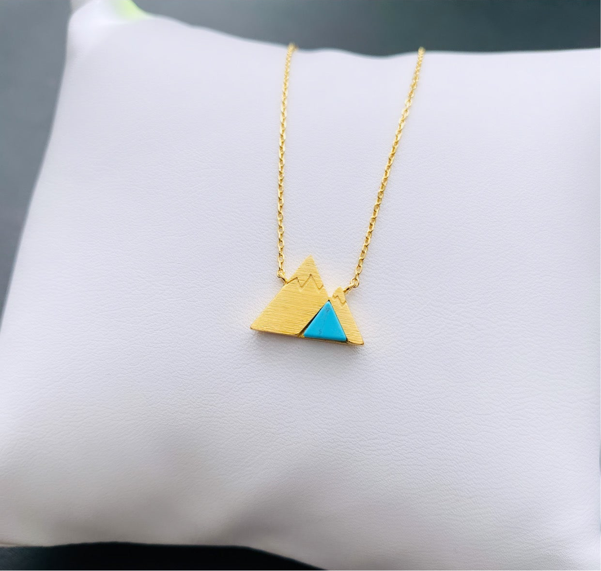 Turquoise Stone Triangle Mountain Necklace